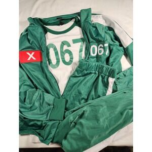 Squid Game Green Track Suit with T-Shirt 3 Piece Set Size Large #067 Cosplay